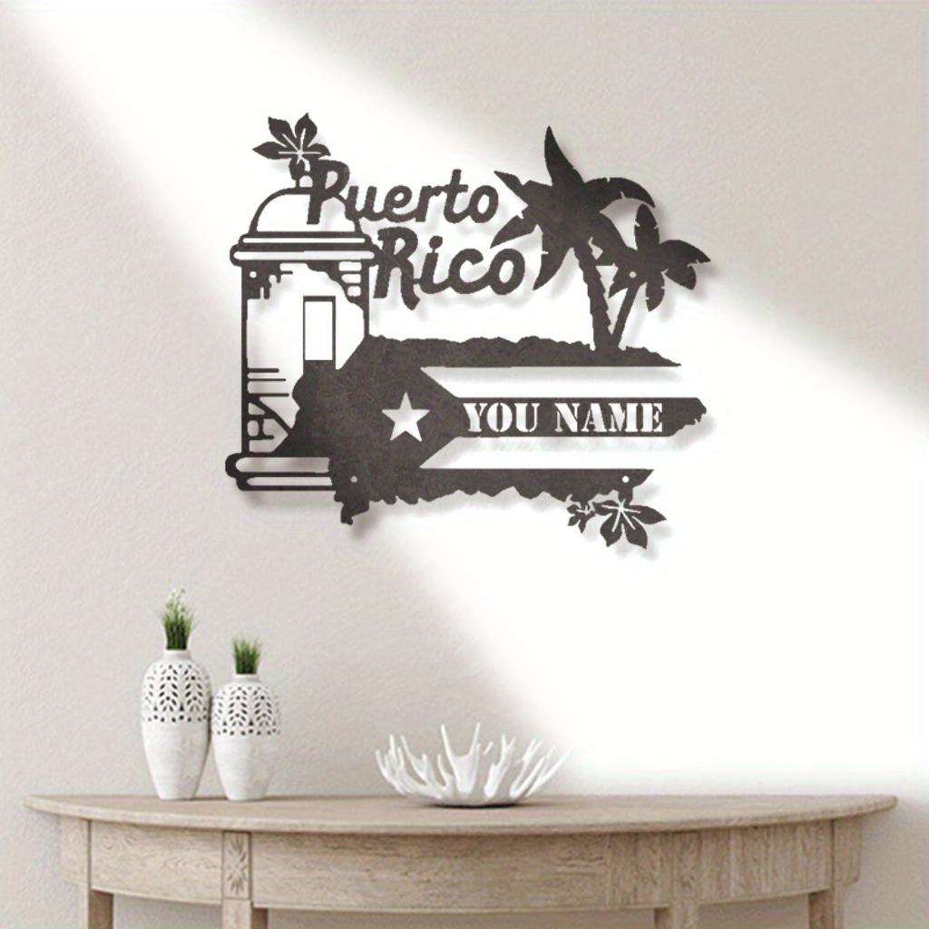 Metal Wall Art Puerto Rico Home Decor, Personalized Iron Plaque for Living Room Kids Room Hanging