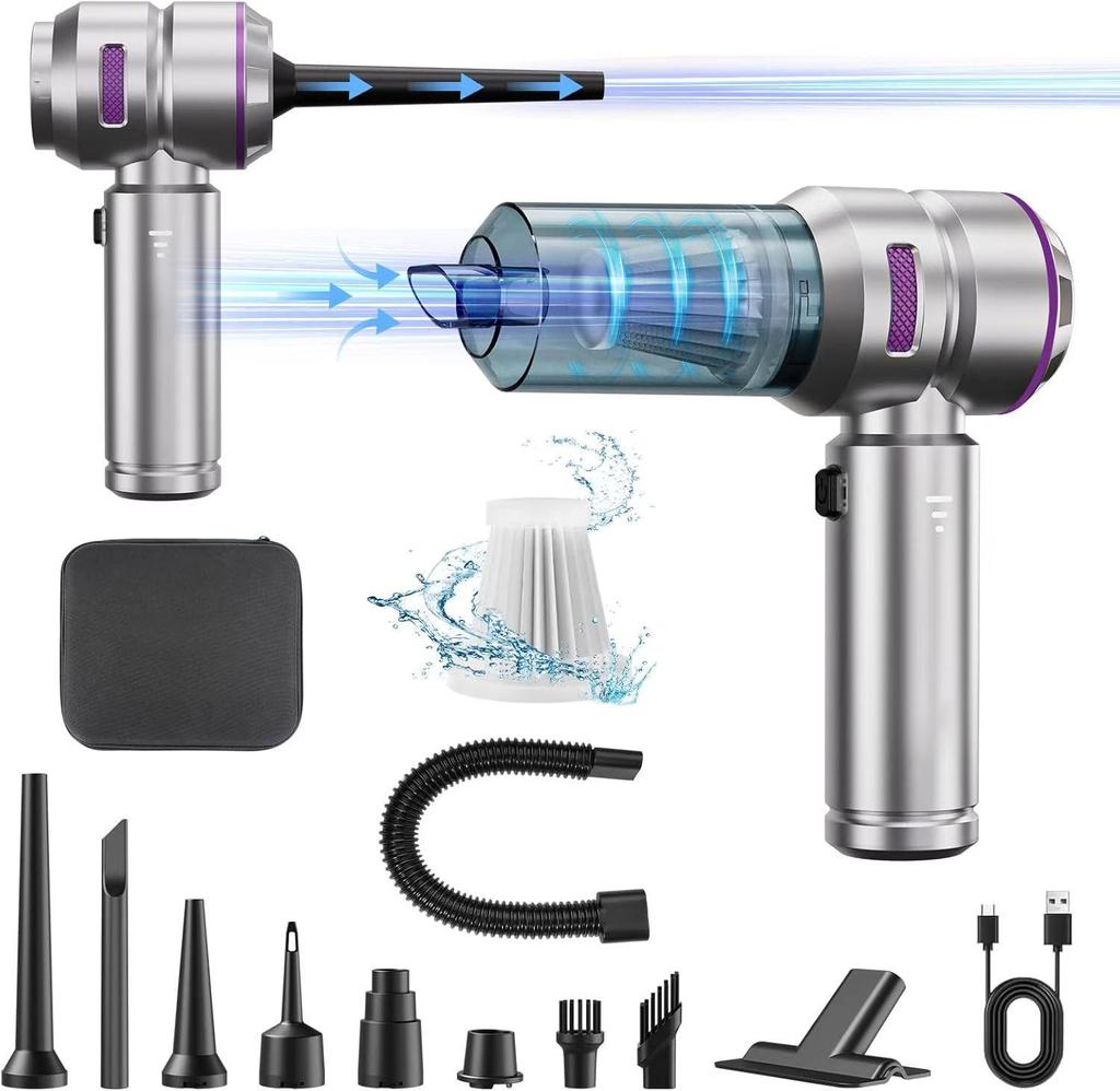 Portable Dual-Use Handheld Car Vacuum Cleaner with Powerful Suction and Inflatable Function for Home and Car