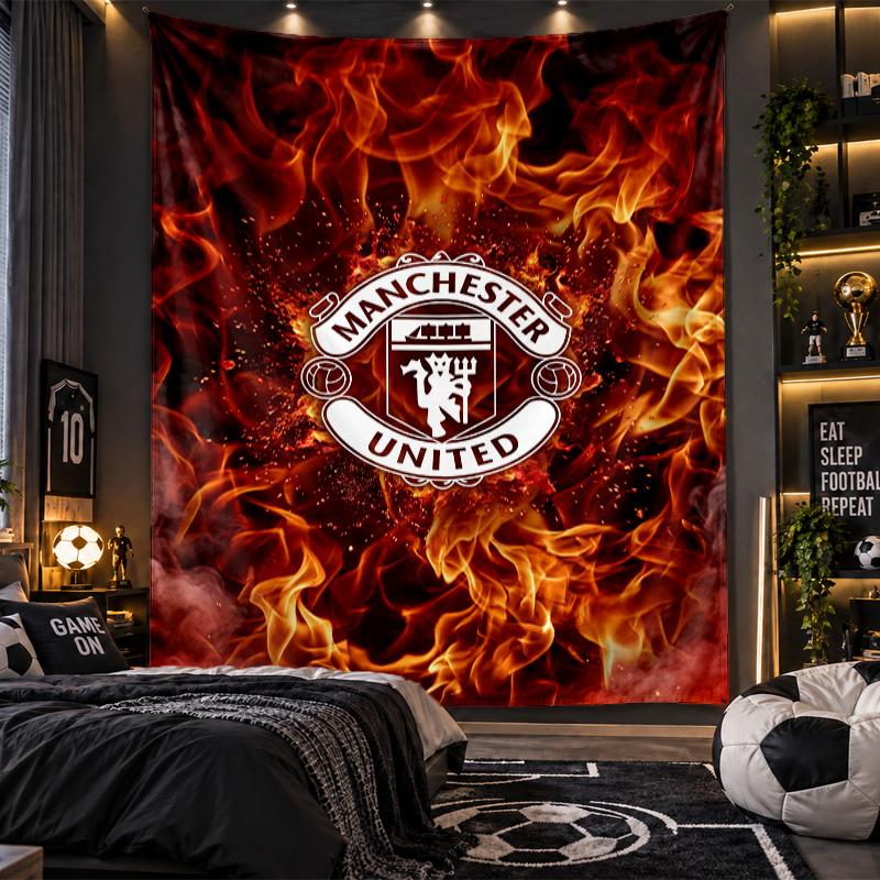 Wall Hanging Tapestry Manchester United FC Print Cloth for Living Room Bedroom Home Decor