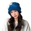 Korean Cute Flower Knitted Wool Hat for Women In Autumn and Winter Versatile Windproof and Warm Pile Hat Big Head Cold Hat