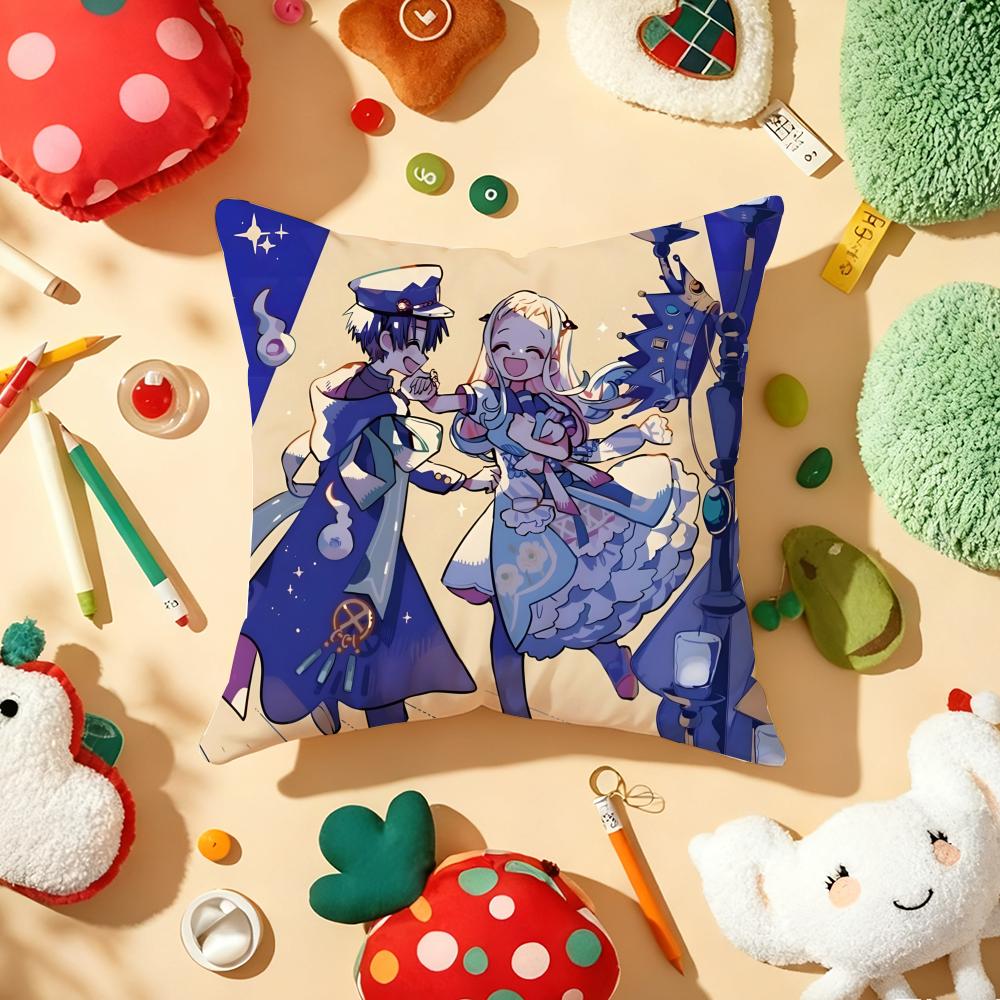 Anime Jibaku Shounen Hanako Kun Cushion Cover Plush Fabric Soft Double-Sided Printed Sofa Warm Winter Home Gift Pillow Cover