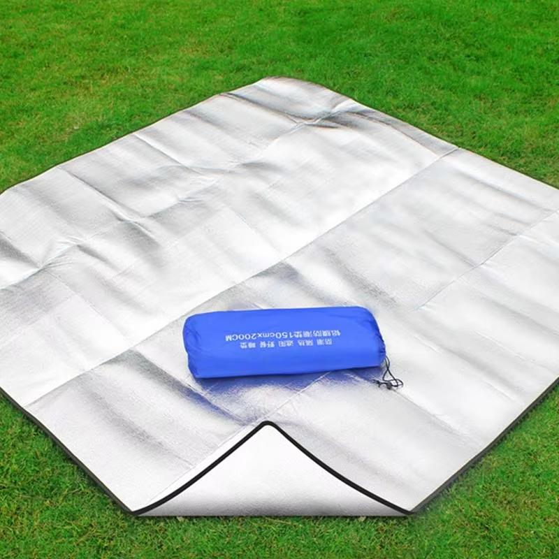 Double Sided Aluminum Foil Camping Mat Waterproof for Outdoor Survival Camping Hiking Portable with Storage Pouch
