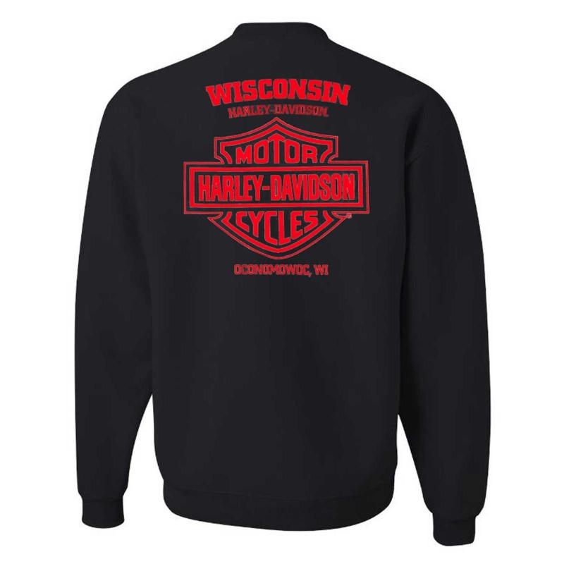 Harley-Davidson Men's Starflyer Round Neck Loose Long Sleeve T-Shirt, Black