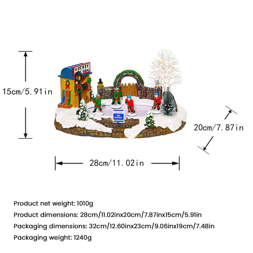 Resin Rotating Music Statue LED Light Christmas Village House Christmas Music Box Christmas Desktop Decoration Christmas Gift