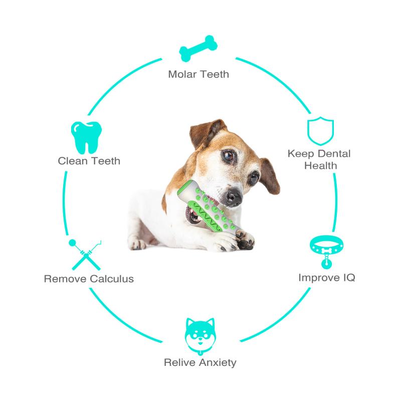 Interactive Dog Chew Toy for Teeth Cleaning Bone-Shaped Tough Rubber Toy
