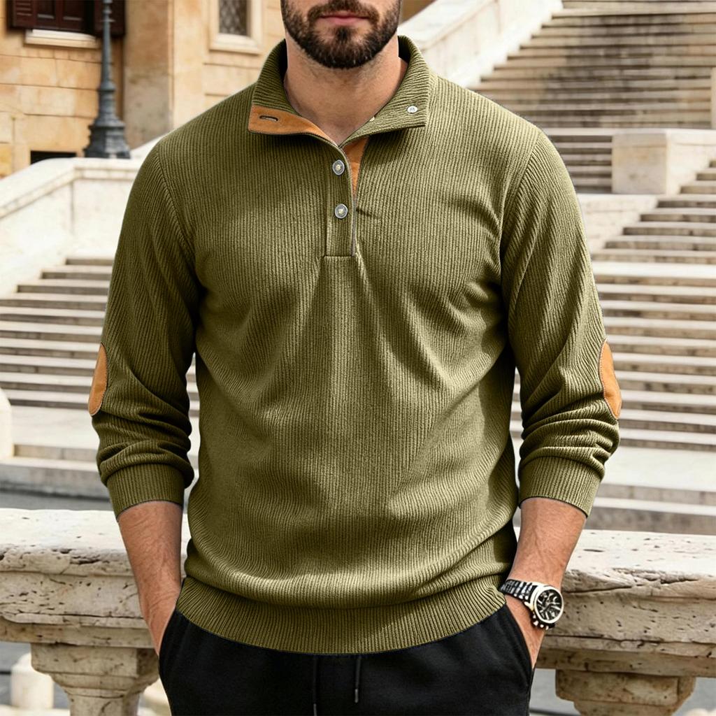 Men's Corduroy Long Sleeve Pullover Shirt Casual Fashion Top