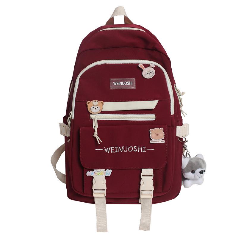 New Student Backpack Female Korean Version Trendy Letters Junior High School Campus Schoolbag Large Capacity Computer Backpack Waterproof