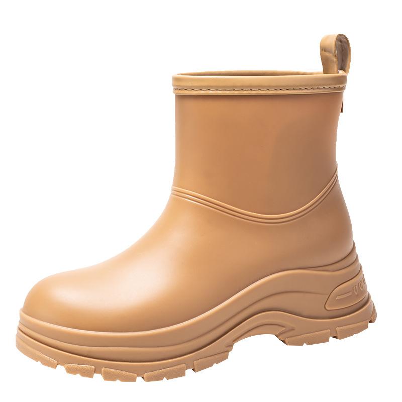 

Короткие резиновые женские сапоги, непромокаемая обувь, нескользящие водные сапоги на толстой подошве, на шнурке, бархатные короткие резиновые сапоги 41 коричневый