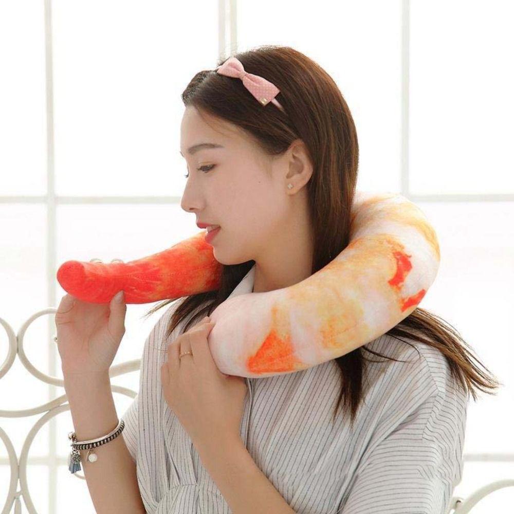U Neckpillow U Neckpillow Shrimp Pillow Animal Doll Plush Peeled Prawns Plush Toys  Birthday Gifts