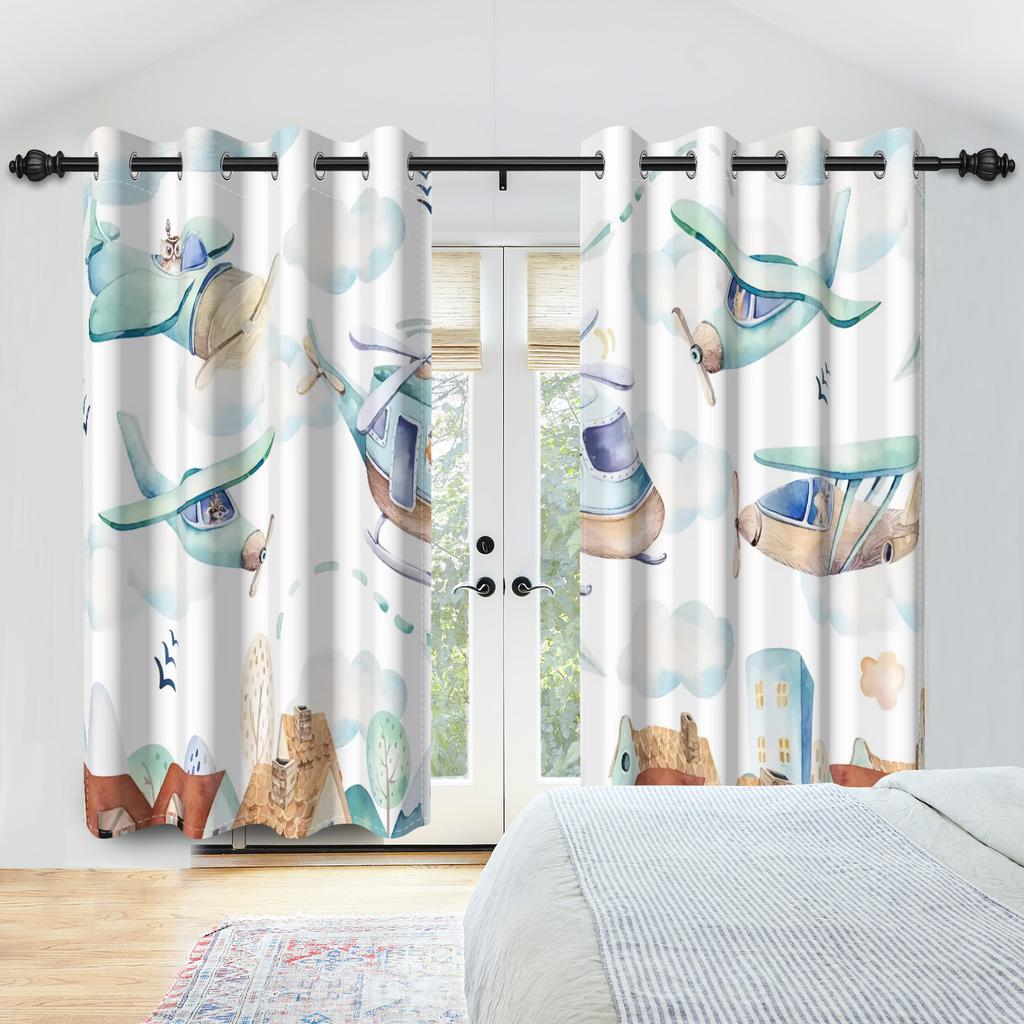 2 stk Dyreriksmønster Gardiner Dinosaur Giraff Løve Mønster Mørkleggingsgardin Barneromsdekorasjon Gutter Jenter Soveromsgardiner