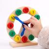 Kids Wooden Clock Toy Preschool Number Color Recognition Time Learning Clock Toddlers Educational Clock Teaching Aid with Movable Hands
