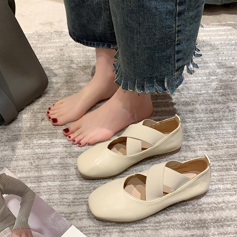 Fashion French Style Women's Flats New 2024 Spring Season Fairy Women's Shoes Dress Mary Sandals Soft Leather Shallow Ballet Slippers