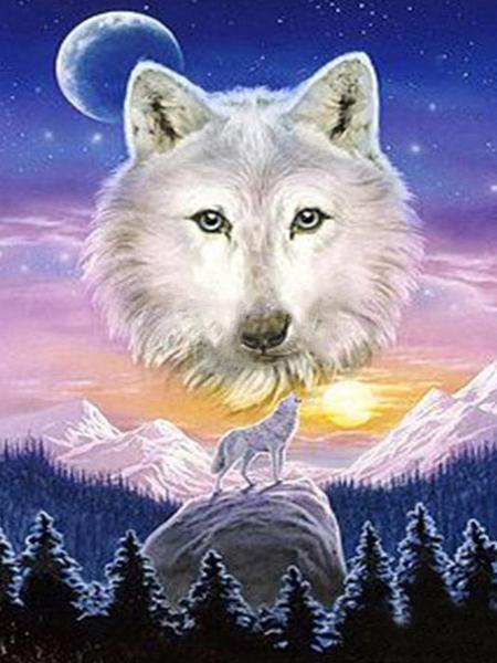 Peinture de diamant complète 5d à faire soi-même, broderie d'animaux, perceuses carrées et rondes, forêt, clair de lune, loup, mosaïque, décoration de meubles, cadeau de loisirs