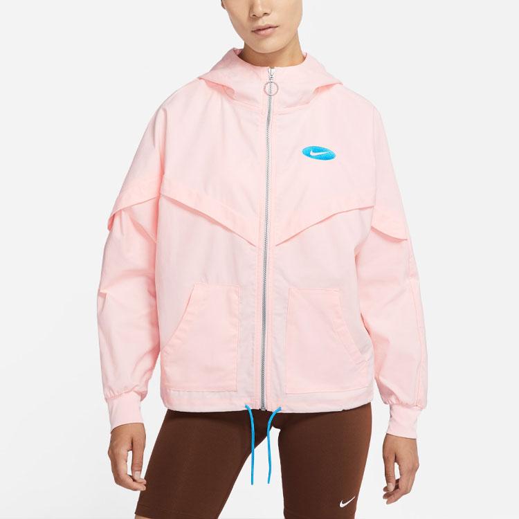Nike Solid Logo Woven Sports Hooded Jacket Women jackets Pink DM6567-610