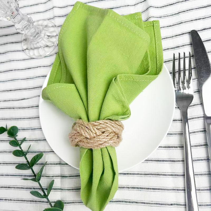 12pcs 40x40cm Sage Green Cloth Napkins Washed Cotton Tea Towel Dining Place Mats Wedding Party Christmas Baby Shower Decoration
