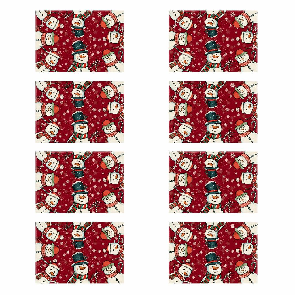 Red Winter Snowflakes Snowman Christmas Xmas Placemats Set of 4 Table Mats for Party Home Kitchen Dining Table Decorations 12x18 Inch