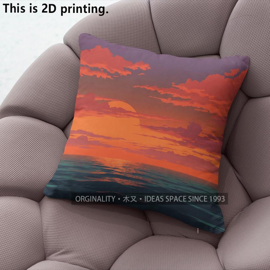 Sunset Ocean Scene Decorative Throw Pillow Covers Pattern Cushion Cover Suitable For Sofa Bedroom Car Pillow Cover