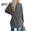 T-shirt Top V-neck Long Sleeve Mid-Length Spring Tunic Autumn Solid Color Loose Pullover Streetwear Blouse