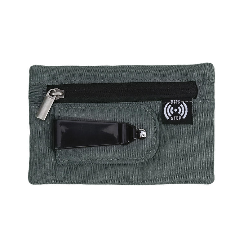 

Mini Coin Purse Simple Fabric Pouch with Zipper Belt Clip Non-braided RFID Blocking Money Bag Organizer for Cash and Coins сірий