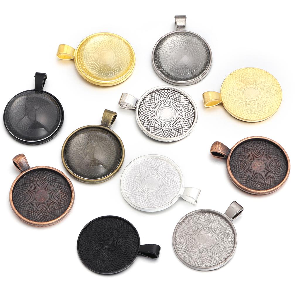 10pcs/lot Retro Style Blank Cabochon Base Trays Round Alloy Base Settings For DIY Jewelry Making Earring Necklace Accessories