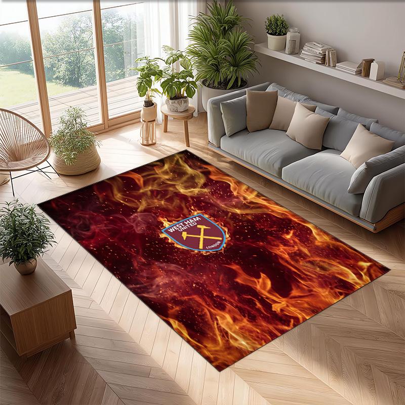 Tappeto in Velluto di Cristallo con Stampa del West Ham United Football, Comodo Assorbente d'Acqua Antiscivolo Tappeto per Pavimenti Interni