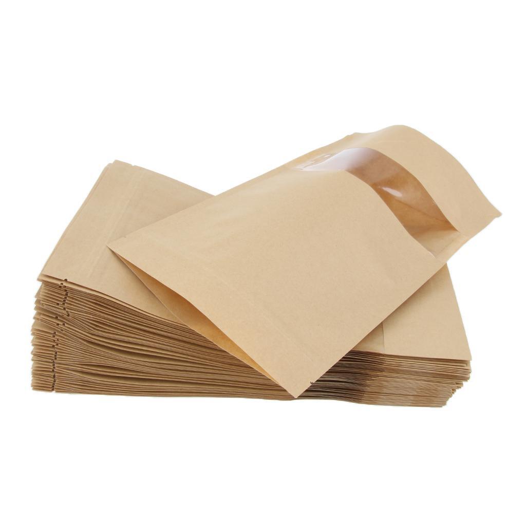 Pack of 50 Kraft Paper Bags with Zipper Closure and Window 18x26 4 Convenient and Stylish Packaging Option