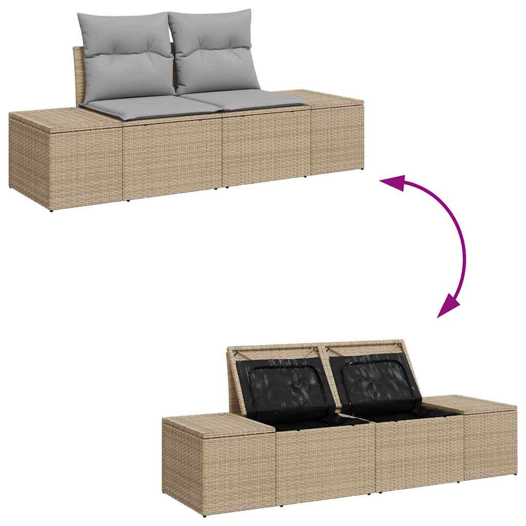 Garden Sofa Set with Cushions 6 Pcs Beige and Light Grey Poly Rattan
