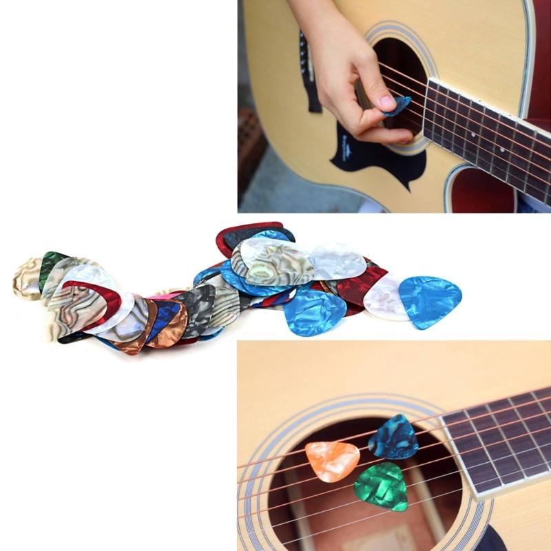 50 Pcs/Set Colorful Celluloid Guitar Picks 0.46mm Guitar Picks for Ukulele Bass