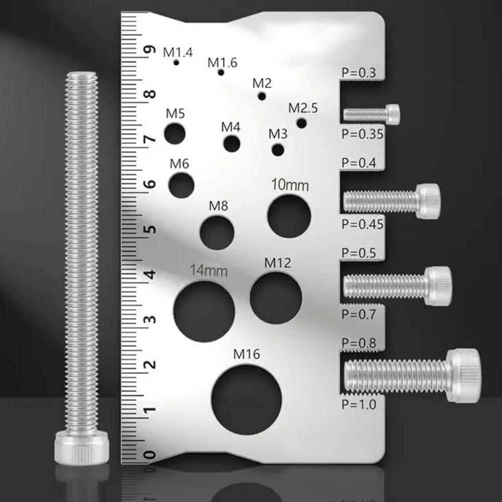 2 Pcs Screw Thread Pitch Gauge Ruler Measuring Tool Bolt Nut Metric Stainless Steel Screw Cutting Gauge Angle Model Measuring