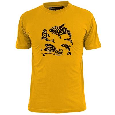 Herren Maori Stammes Fisch Symbol T-Shirt Tattoo Kunst