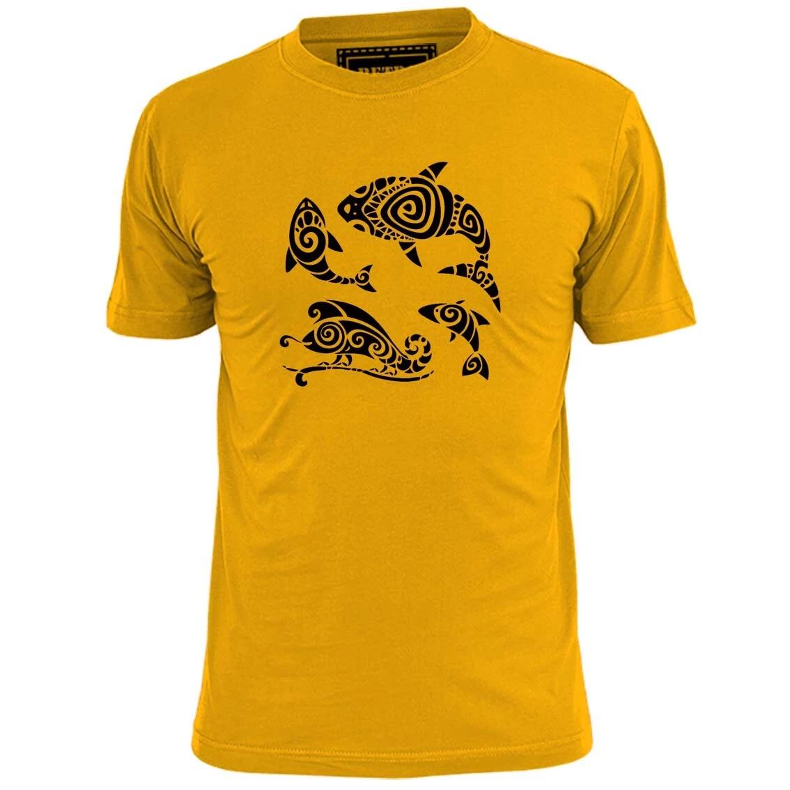 Mens Maori Tribal Fish Symbol T shirt Tattoo Art S