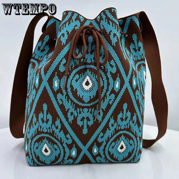 

WTEMPO Couple Nylon Drawstring Backpacks Lightweight Large Capacity Outdoor Shopping Sports Backpack Fitness Leisure Backpack 1pc темно-синього кольору