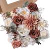 Artificial Flower Combination Box Set, Pink Silk Artificial Rose Bride Bouquet for Outgoing/Indoor DIY Center Piece Flowers for