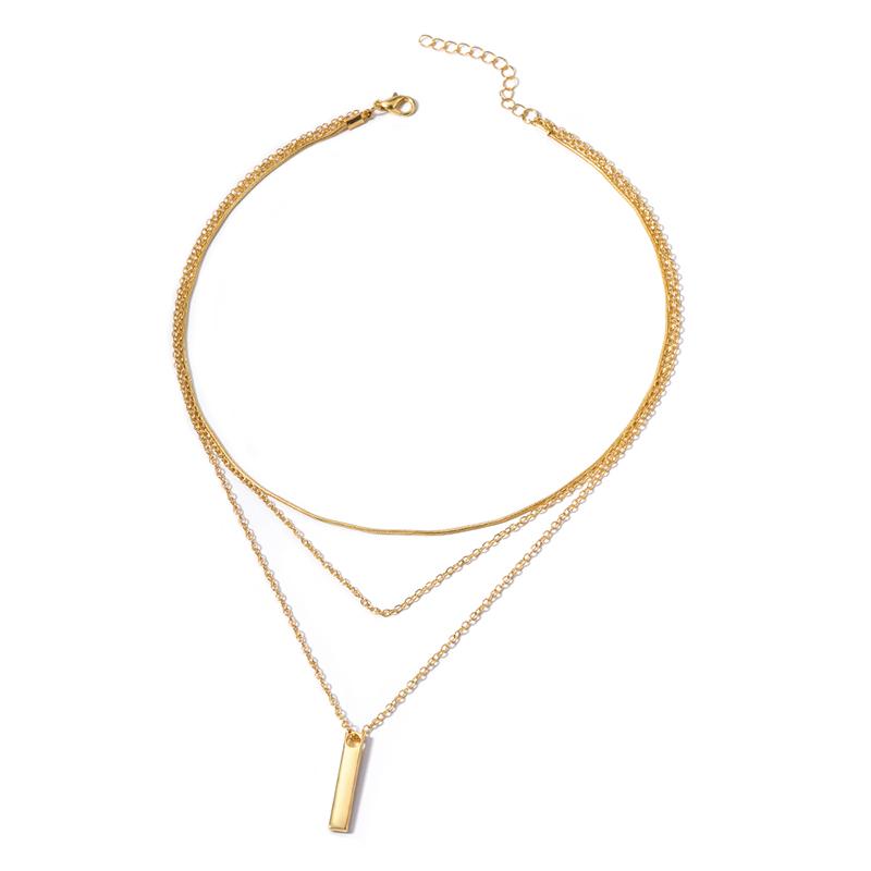 Women Multi Layer Metal Bar Clavicle Chain Adjustable Chain Necklace Choker Chain for Daily Jewelry Gifts