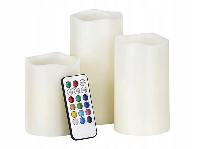 Świeczki Led 3 Sztuki Rgb Świece Świeca +Pilot