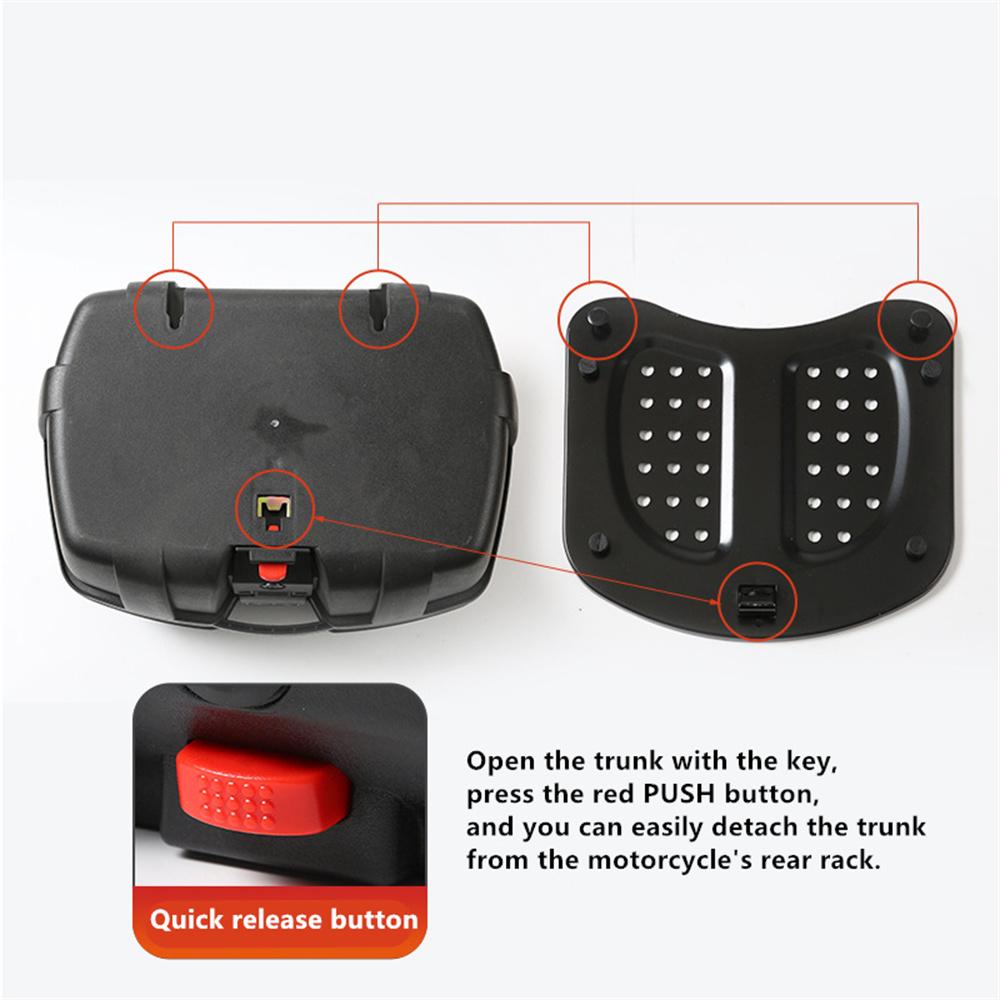 Universal 52L Motorcycle Scooter Rear Box Tail Luggage Storage Large Case 56cm X 43cm X 32cm