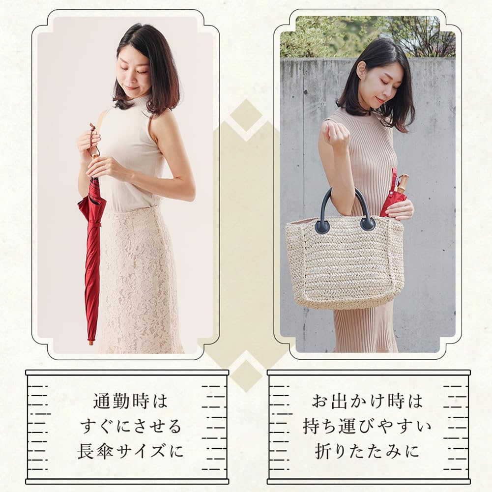 Ogawa Foldable long For both sunny and rainy Kabajirushi UV cut rate light blocking rate over Heat shielding Water Comes with a stretchable Safety