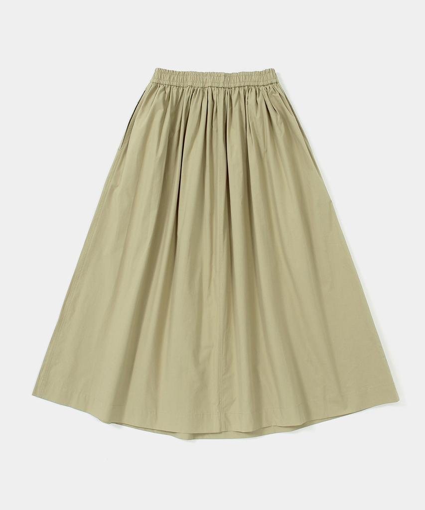 COLUMBIA UNIVERSITY All-Round Pleats Cotton Long Skirts Beige