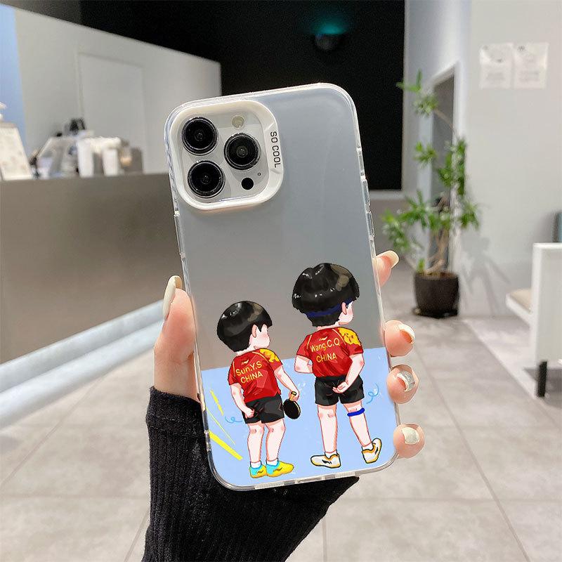 

Sun Yingsha and Wang Chuqin for Apple 16promax Phone Case for IPhone 15 Cartoon Cute 13 Sha Head Combination For iPhone 17PROMAX