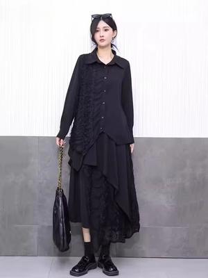 Lace Patchwork Asymmetrical Dress Set ZY8931