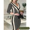Women's Fashion Summer Spring 3/4 Sleeves V-Neck  Casual Dresses