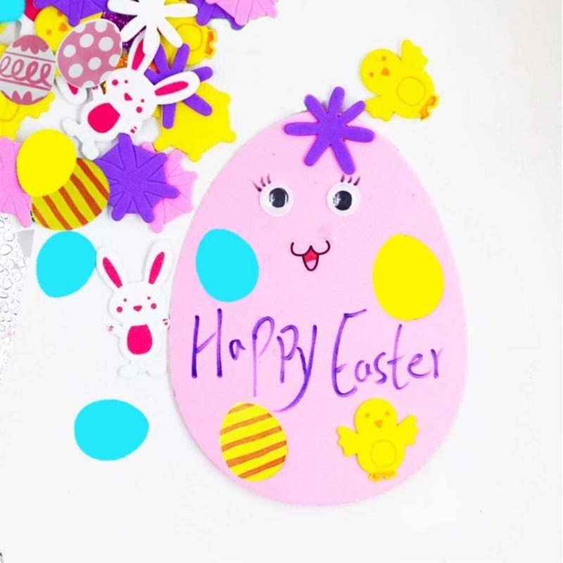 Easter EVA Foam Handmade Making Colorful Painted Easter Stickers for Kindergarten Students DIY Crafts Creation Educational