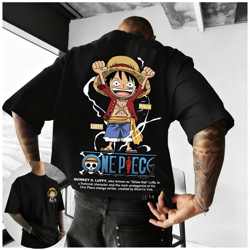 Plus Size One Piece Anime Printed Men and Women Tshirt Casual Parent Child Top Fashion Y2K Street Wear Summer Harajuku Style