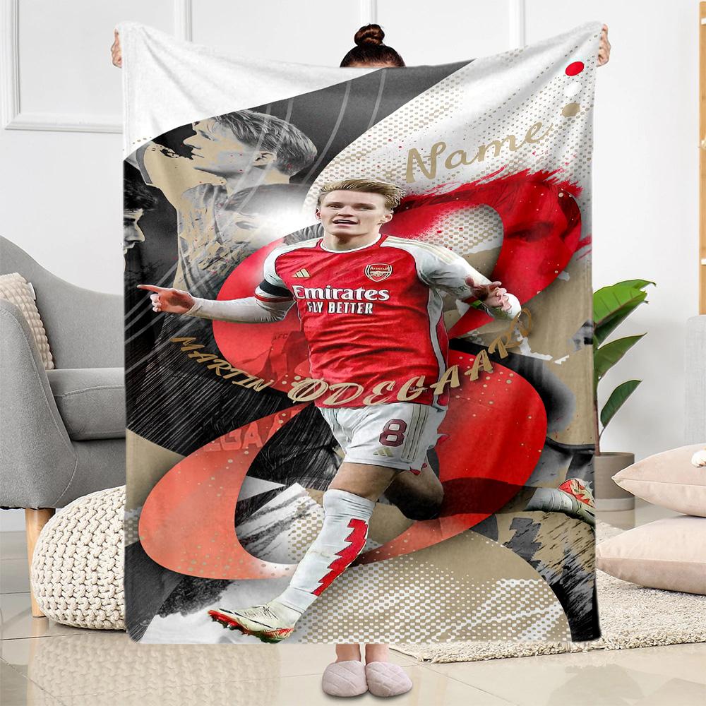 Coperta con Stemma del Football Club Arsenal Testo Personalizzabile Coperta Accogliente Personalizzata Morbida Calda Accogliente Perfetta per Ufficio Picnic Riposo Biancheria da Letto per Tutte le Occasioni