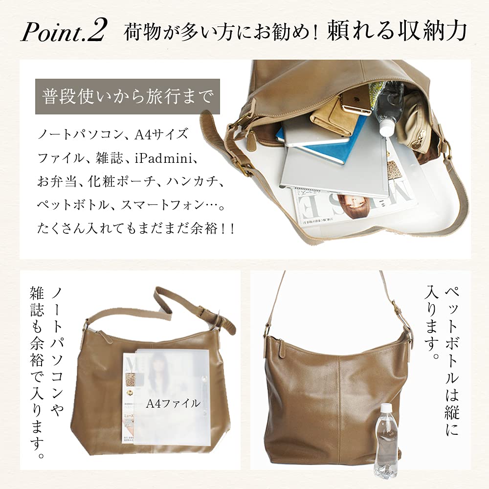 Genuine Leather Shoulder Tote Camel [Notre Favori] Bag, Women's Bag, Crossbody, Leather, Dominique,