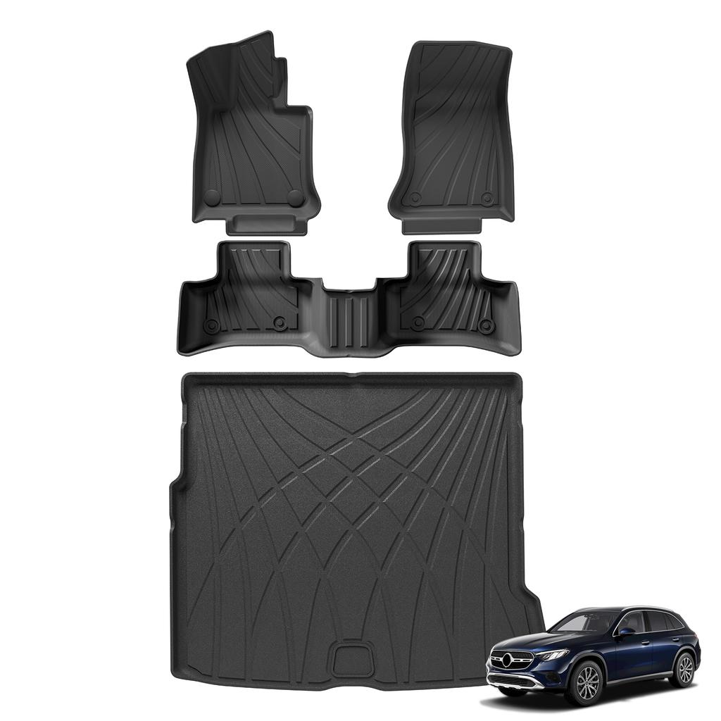 Smabee Left Drive for Benz GLC SUV 2023-2026 (Not for Coupe & PHEV (350e)) 5seat TPE 3D Car Floor Mats Trunk Pad Accessoreis