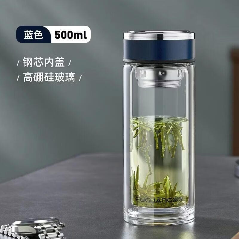 Fuguang Double-Walled Glass Tea Infuser Bottle 500ml