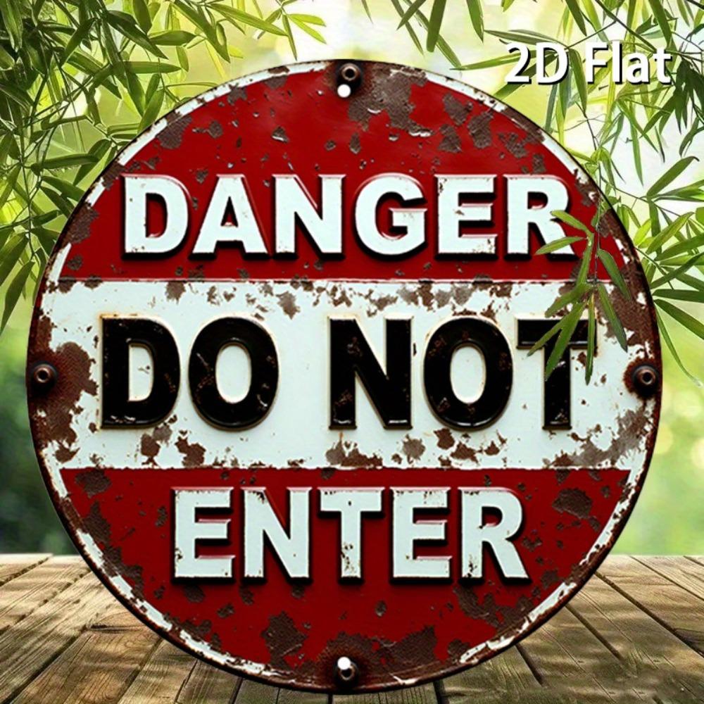 Danger Metal Sign Vintage D Flat Cm Red White Rustic Aluminum Wall Art Home Garage Cafe Decor