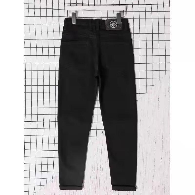 Męskie dżinsy typu slim fit w stylu koreańskim z zamkiem błyskawicznym - Modne spodnie na wiosnę i jesień