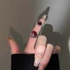 Punk Gothic Red Crystal Heart Rings for Women Vintage Metal Liquid Irregular Thorns Geometric Ring Aesthetic Y2K Jewelry Gift